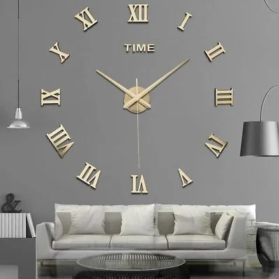 3D Mirror Luxury Modern DIY Large Wall Clock Surface Sticker Home Office Decor • $8.09