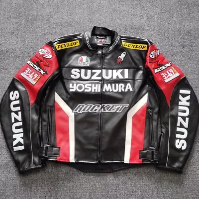 NEW SUZUKI Leather Jacket Motorcycle Cycling Suit Racing Rider Motorcycle Suit • $99.99