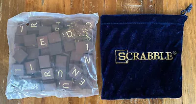 Scrabble Deluxe Wood Letter Tiles Complete Set Pack Embroidered Fabric Pouch New • $9.99