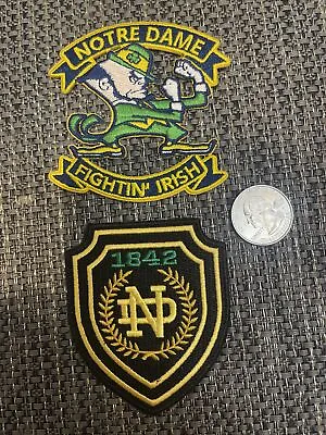 (2) Notre Dame Fighting Irish Vintage Embroidered Iron On Patches Patch Lot • $10.69