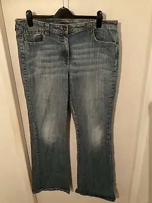Dorothy Perkins / Dp Blue And White Stripped Flared Jeans Size 18 L36” • £2