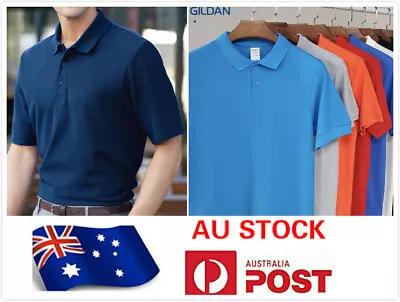 Gildan Men's Adults 100% Cotton Plain Basic Golf Polo Lapel T-Shirt  Mt004 • $21.99