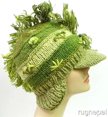 R608 NEW Gorgeous Hand Knitted Mohawk Ear Flap Woolen Hat/Cap Made In Nepal • $16.99