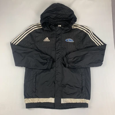 $29.99 • Buy Adidas Mens Windbreaker Black White Hooded Track Jacket Full Zip Size L