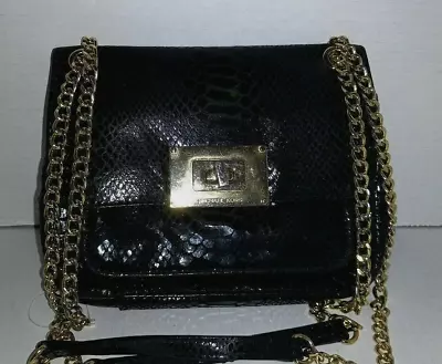 Michael Kors Sloan Snake Embossed Flap Crossbody Chain Dressy Bag BLACK LEATHER • $59.95