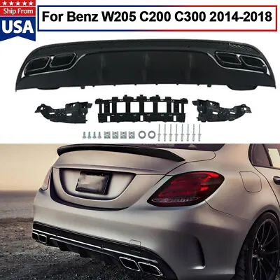 C63 Style Rear Diffuser & Exhaust Tips For 2014+ Mercedes-Benz C Class W205/S205 • $269.99