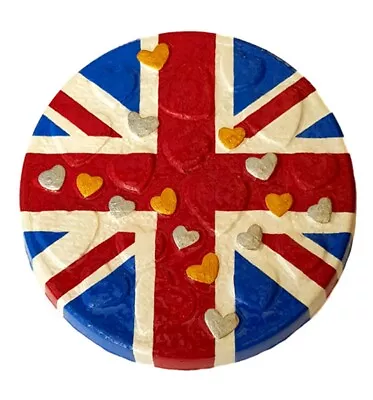 Union Jack Garden Stepping Stone Wall Hanging Concrete Hand Cast Hand Painted • £21.50