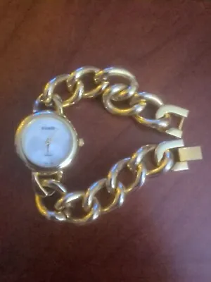 Visage Quartz Women's Ladies Gold Tone Circle Bracelet Watch • $39.99