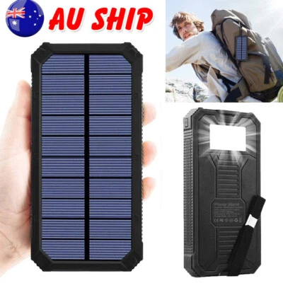 $17.89 • Buy Portable Solar Power Bank External Battery Dual USB Phone Charger 6 LED 20000MAH