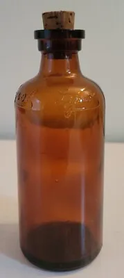 Antique Lysol Bottle Honey Brown Amber Glass 5 1/2  Tall W/cork • $20