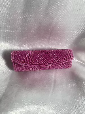 Mary Kay Pink Lipstick Case Beaded Signature Full Size With Mirror New MK • $16.99