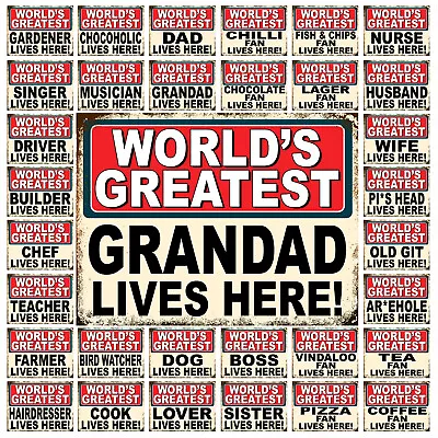 Worlds Greatest Lives Here Metal Tin Sign Plaque Home Bar Man Cave Garage M66 • £5.95