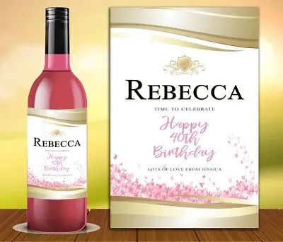 £2.95 • Buy Personalised Rose Bottle Label Wine Prosecco  Birthday Hen Do Any Occasion