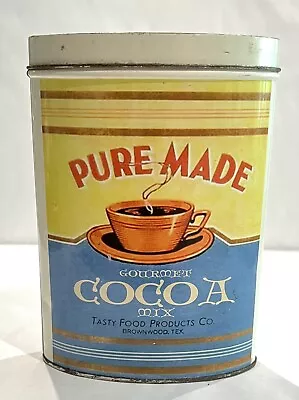 VTG Pure Made Gourmet Cocoa Mix Decorative Cocoa Tin Tasty Food Product • $12.99