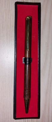 £9.99 • Buy Wooden Ballpoint Pen With Turned Grip Lines With Gold Coloured Trim