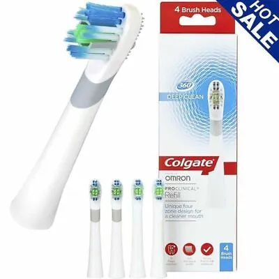 4X Genuine Colgate Omron Toothbrush Heads Proclinical 360 Deep Clean White Pack • £22.19