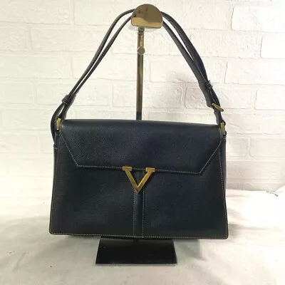 Vintage Valentino Garavani Leather Handbag Shoulder Bag Black • $228