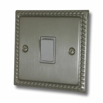 G&H MSN1W Monarch Roped Satin Nickel 1 Gang 1 Or 2 Way Rocker Light Switch • £13.10