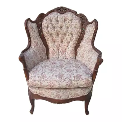 Vintage Victorian Armchair Ornate Wood Upholstered Seat Shipping Is Extra • $599