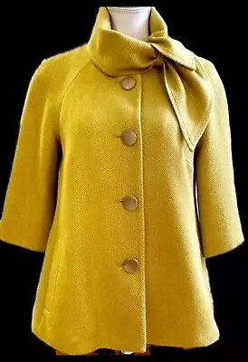 $350 TABITHA Anthropologie Womens Size S Mustard Yellow Wool Blend Blazer Jacket • $69.99