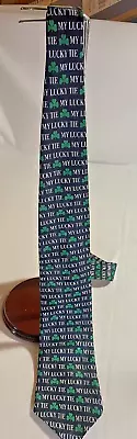 My Lucky Tie Men's Necktie St Patrick's Day Irish Green Shamrock Blue Necktie • $13.55