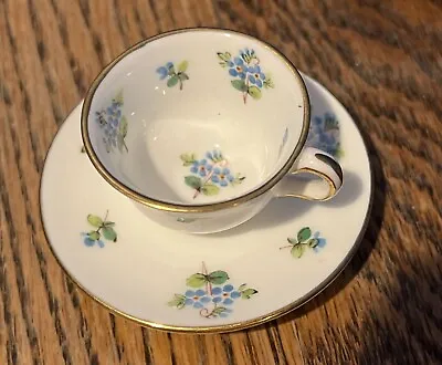 MINTON Miniature Cup And Saucer Set H4450D Delicate Blue And Green Flowers • $22