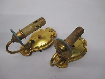 2 Vtg Cast Brass Metal Wall Candlestick Sconce Light Fixture Candle • $59.95