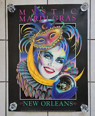 1990 Mystic Mardi Gras Poster By Andrea Mistretta 32x24 • $99