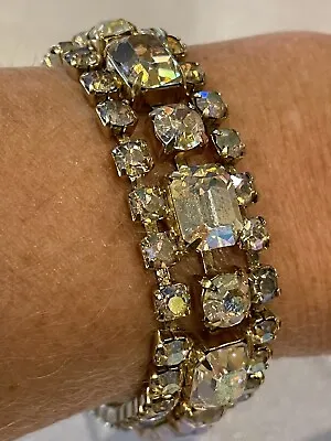 Fabulous Sparkly Unsigned WEISS Vintage AB Crystal Rhinestone Bracelet  • $39.99