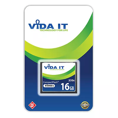 Superior Quality VIDA 16GB CF Compact Flash Memory Card 300x 45MB/s For Camera • £38.99