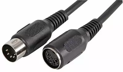 1.2 Metre 5 PIN MIDI DIN Male To FEMALE CABLE LEAD Black EXTENSION • £4.29