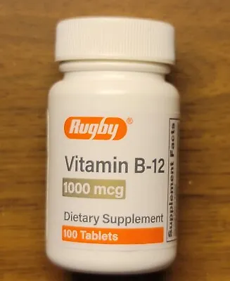 Rugby Vitamin B-12 *1000* Mcg. 100 Tablets. Made In USA. EXP. 07/2025 • $11.24