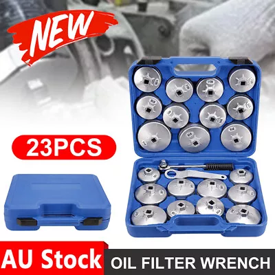 23pcsCup Type Aluminium Oil Filter Wrench Set Socket Remover Removal Tool Kit • $50.95