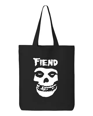 Misfits Fiend Punk Cotton Canvas Reusable Shopping Bag 12L Black Tote • $24.95