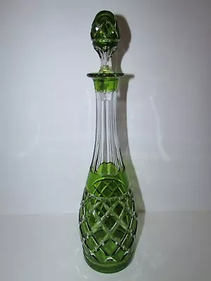 $249.99 • Buy Vintage Val St Lambert Green Cut To Clear Crystal Decanter 1111