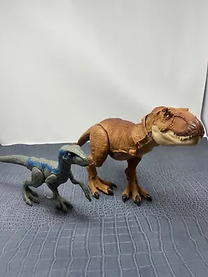 Jurassic World 12” Large Velociraptor Blue Dinosaur Figure & Legacy T-Rex • $22.99