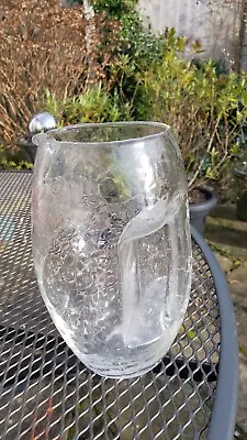 Vintage Bohemian Loetz Kralik Art Deco Crackle Glass Barrel Jug • £45