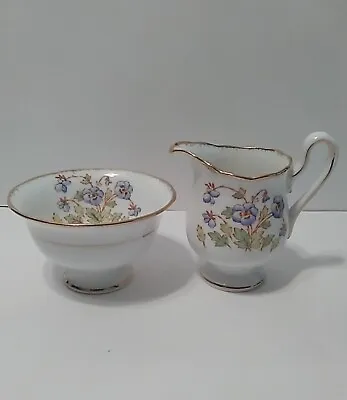 Royal Albert Cream And Sugar Set Bone China Made In England Pansies Floral • $24.95