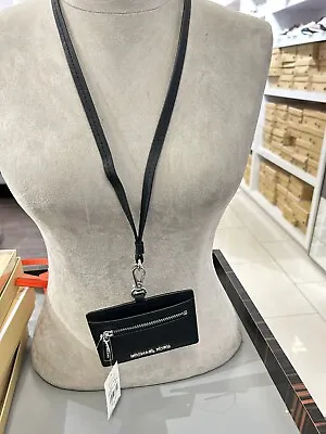 Michael Kors Jet Set Travel Saffiano Leather Card Case Lanyard Black • $43.50