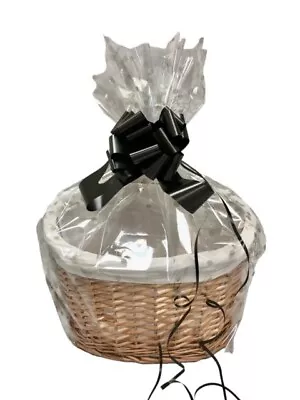 Make Your Own Hamper Kit Large Oval Highback Basket Bow & Cellophane Gift • £14.99