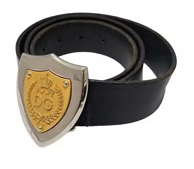 Authentic DOLCE & GABBANA Belt Emblem DG Crown Leather Men's Logo • £168.24