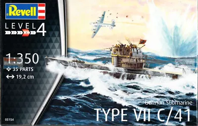 RVG05154 1:350 Revell Germany German Submarine Type VII C/41 • $18.19