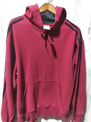 Adidas Three Stripe Pullover Hoodie Men's Large Maroon Pocket Thick Fabric  • $12