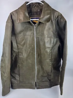 Airborne Leathers Aviator Jacket Mens Size Large Brown Leather Full Zip Collar • $39.99