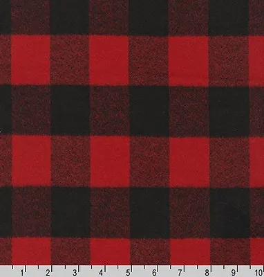 Mammoth Flannel Buffalo Plaid Check Red Black WovenCotton Flannel Fabric D282.04 • $11.95