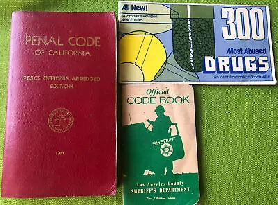 Los Angeles Sheriff's Dept. Penal Code Book 1971Code Book & 300 Drugs Book. • £38.60