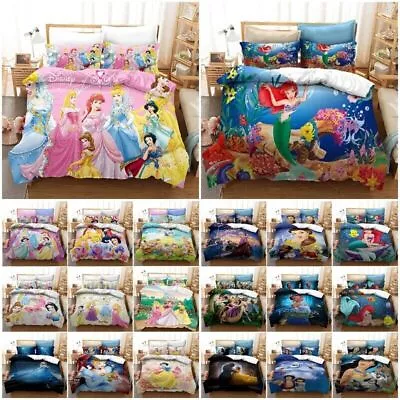 $33.99 • Buy Disney Princess Duvet Quilt Cover Pillowcase Single Double Queen Doona Bed Set