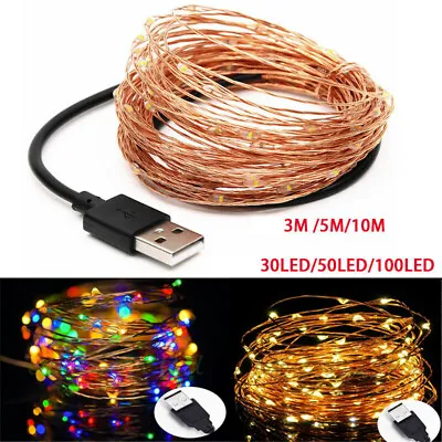 £3.34 • Buy USB Plug In DIY Firefly Mirco Copper Wire Fairy String Lights Christmas Party De