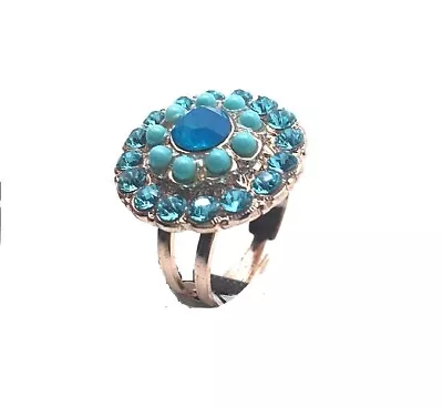 Ring By Mariana Zambezi Africa Coll. Turquoise & Aqua Austrian Crystals • $76