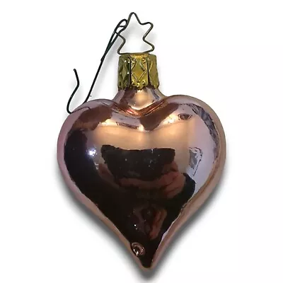 Inge Glas Christmas Ornament German Blown Glass Pink Heart Vintage • $19.99